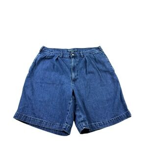 Polo Ralph Lauren Blue VTG 90s Pleated Denim Men's Tyler Short Size 34